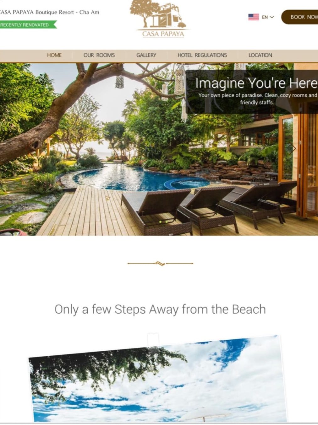 Casa Papaya Resort · Website Design, UX/UI, Multilingual